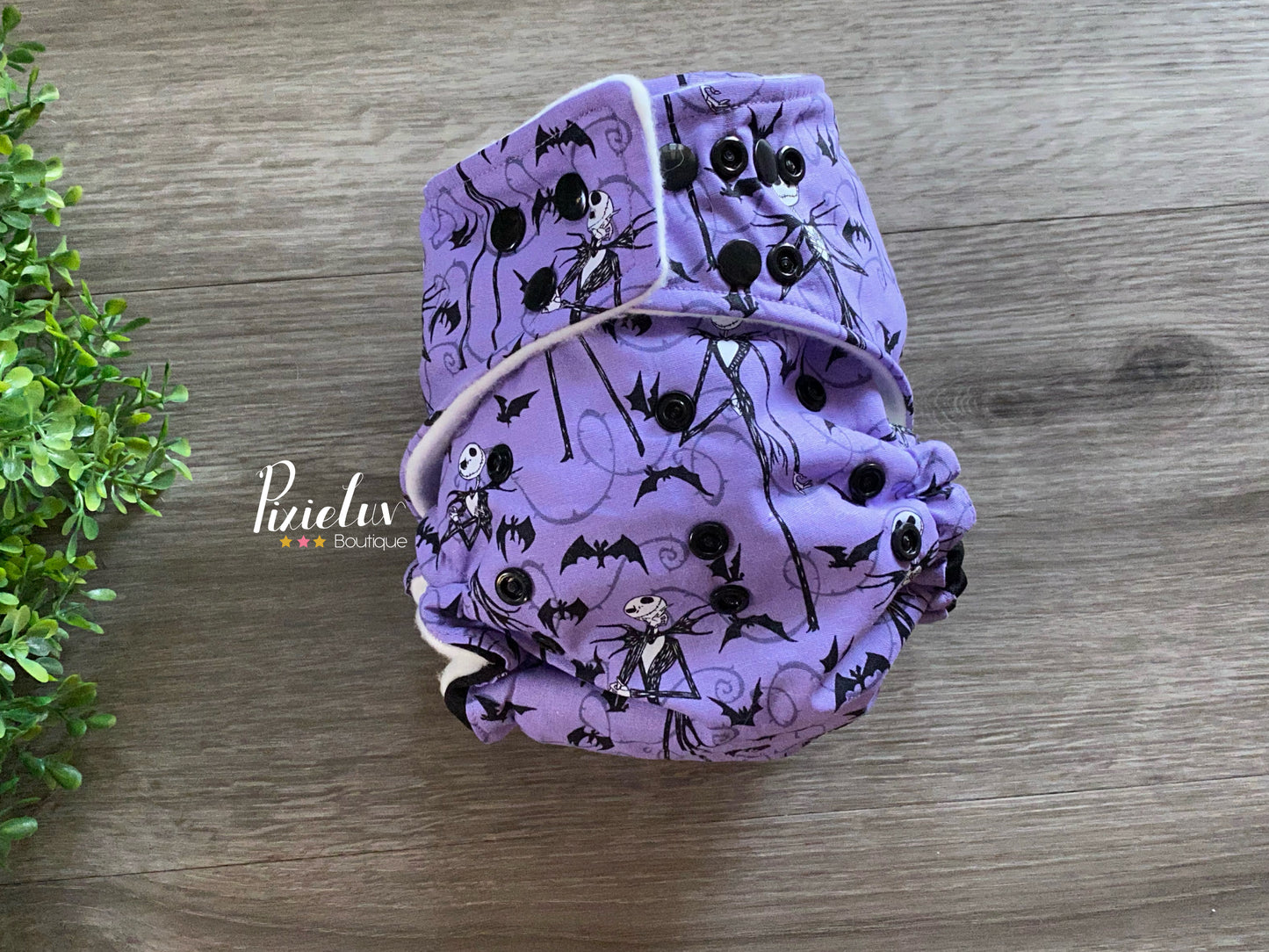 Halloween Nightmare Town Skeleton King Purple, Pumpkin Inspired One Size Pocket Cloth Diaper, Everyday Use, Photoshoot- READY TO SHIP