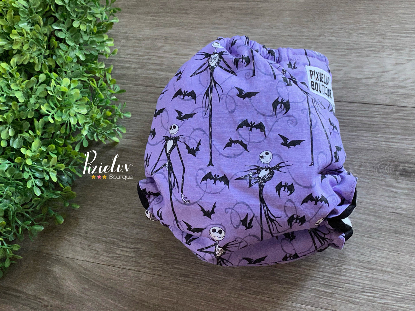 Halloween Nightmare Town Skeleton King Purple, Pumpkin Inspired One Size Pocket Cloth Diaper, Everyday Use, Photoshoot- READY TO SHIP