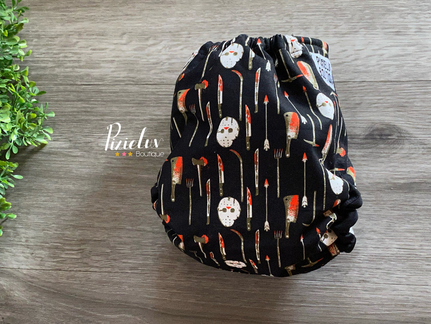 Horror Movie Camp Stalker Inspired One Size Pocket Cloth Diaper, Everyday Use, Photoshoot- READY TO SHIP