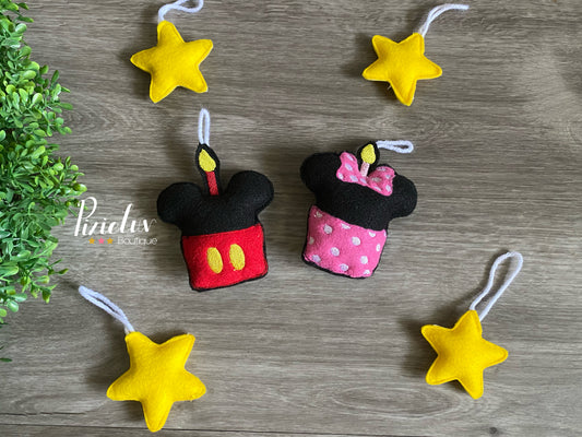 Birthday Mouse Inspired Cupcake Banner Accents Felt Plushies, Crib Mobile, Christmas Ornaments, Plush Toys- MADE TO ORDER