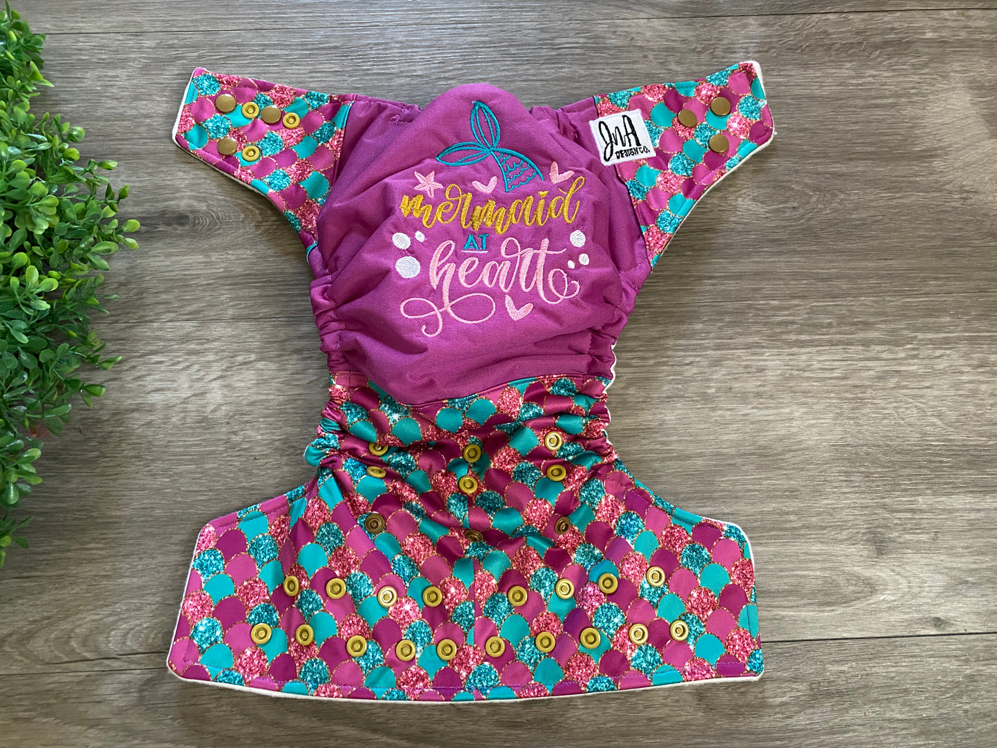 Under the Sea, Mermaid at Heart Inspired One Size Cloth Diaper, Reusable Diapers, Birthday Photoshoot, Everyday Use- READY TO SHIP