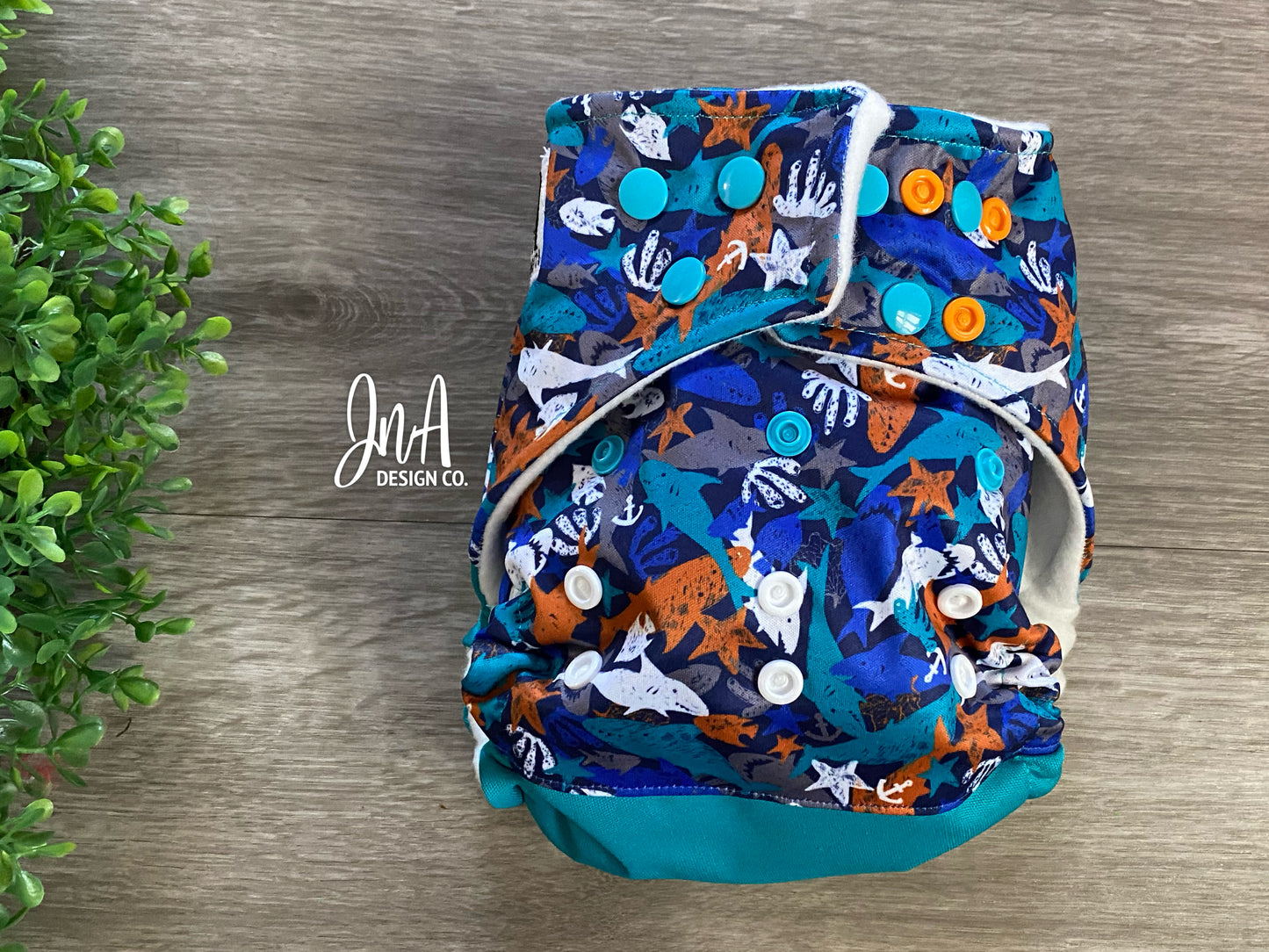 Baby Shark, Sharks Inspired One Size Cloth Diaper Pocket, Reusable Diapers, Birthday Photoshoot, Everyday Use - READY TO SHIP