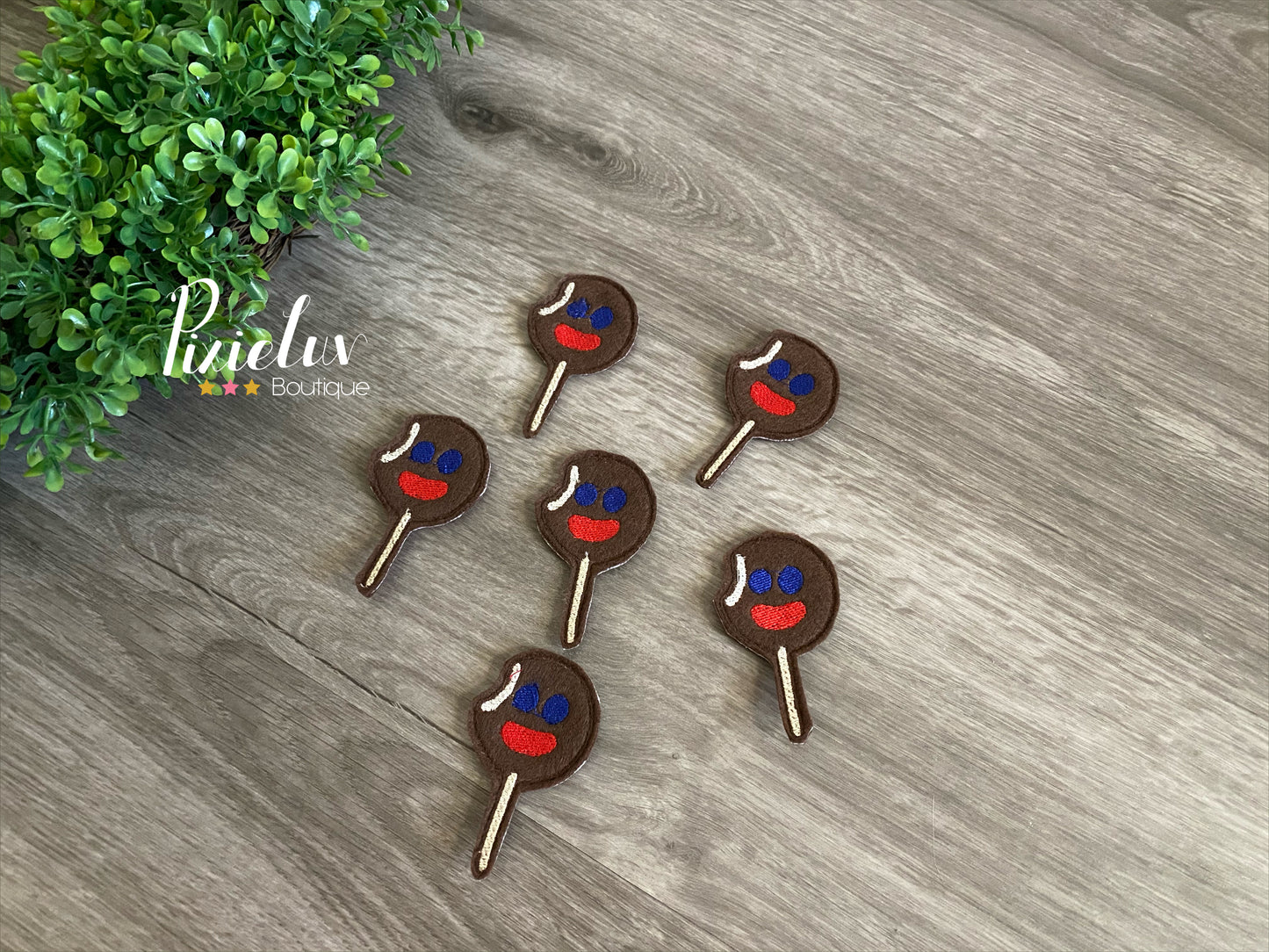 Marshmallow Chocolate Covered Lollipop, Paleta de Sandia, Mexican, Latine Candy Inspired Inspired Felties, Felt, Bow, Clip, Embellishments, Nurse/ Doctor Badge Decor- MADE TO ORDER