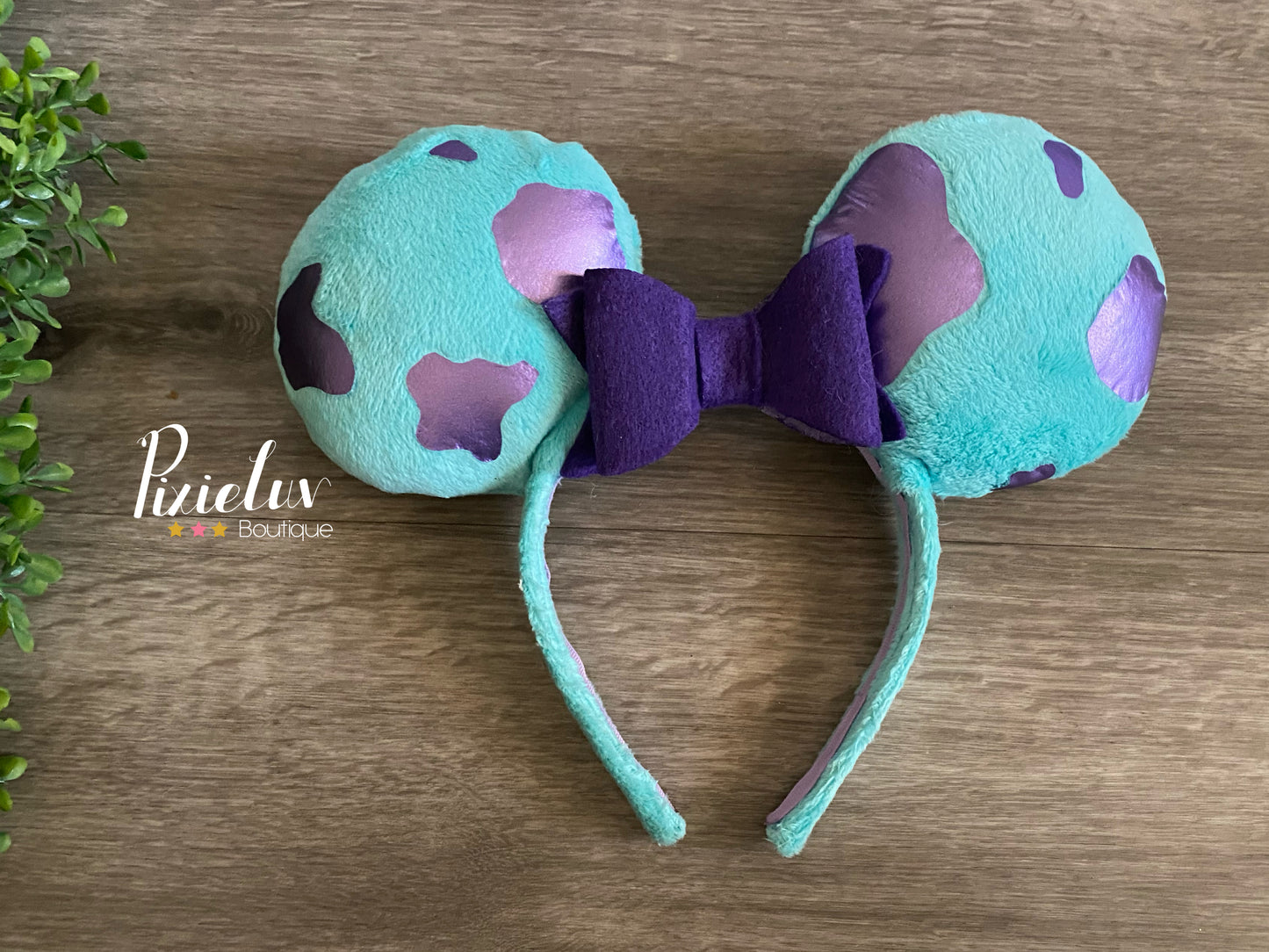 Closet Door Monsters, Fluffy Cat Turquoise and Purple Inspired Magical Place Rounded Ears- READY TO SHIP