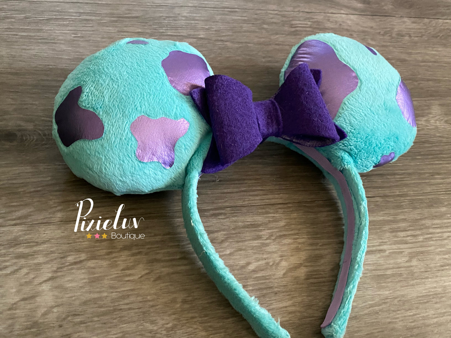 Closet Door Monsters, Fluffy Cat Turquoise and Purple Inspired Magical Place Rounded Ears- READY TO SHIP