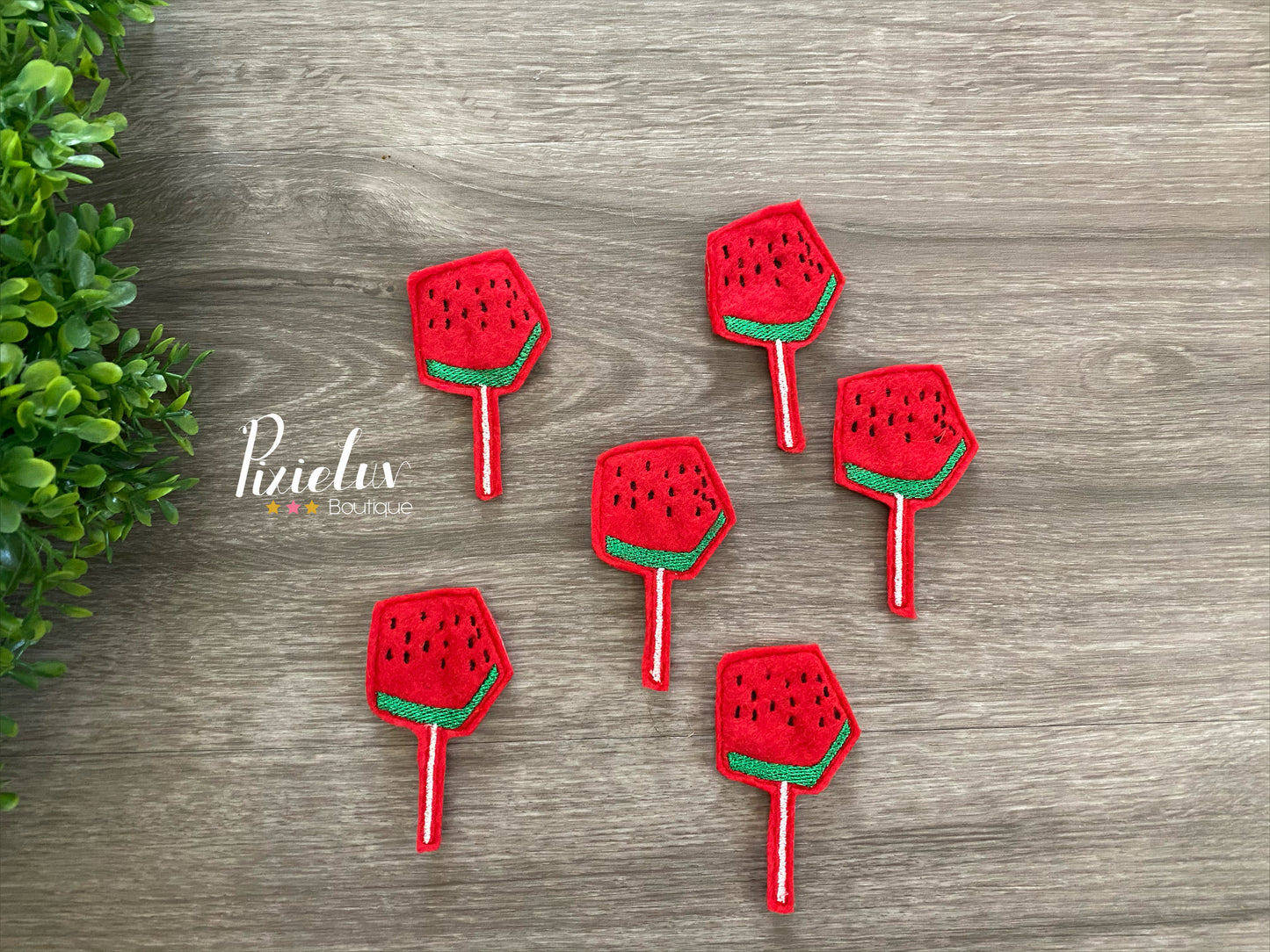 Watermelon Lollipop, Paleta de Sandia, Mexican, Latine Candy Inspired Inspired Felties, Felt, Bow, Clip, Embellishments, Nurse/ Doctor Badge Decor- MADE TO ORDER