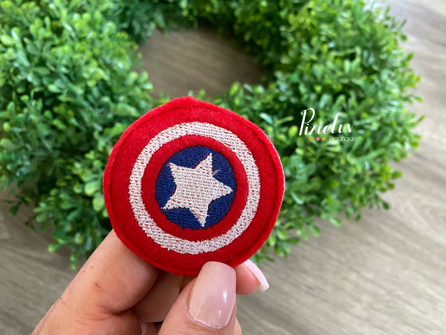 Stripes and Star Superhero Shield Inspired Inspired Felties, Felt, Bow, Clip, Embellishments, Nurse/ Doctor Badge Decor- MADE TO ORDER