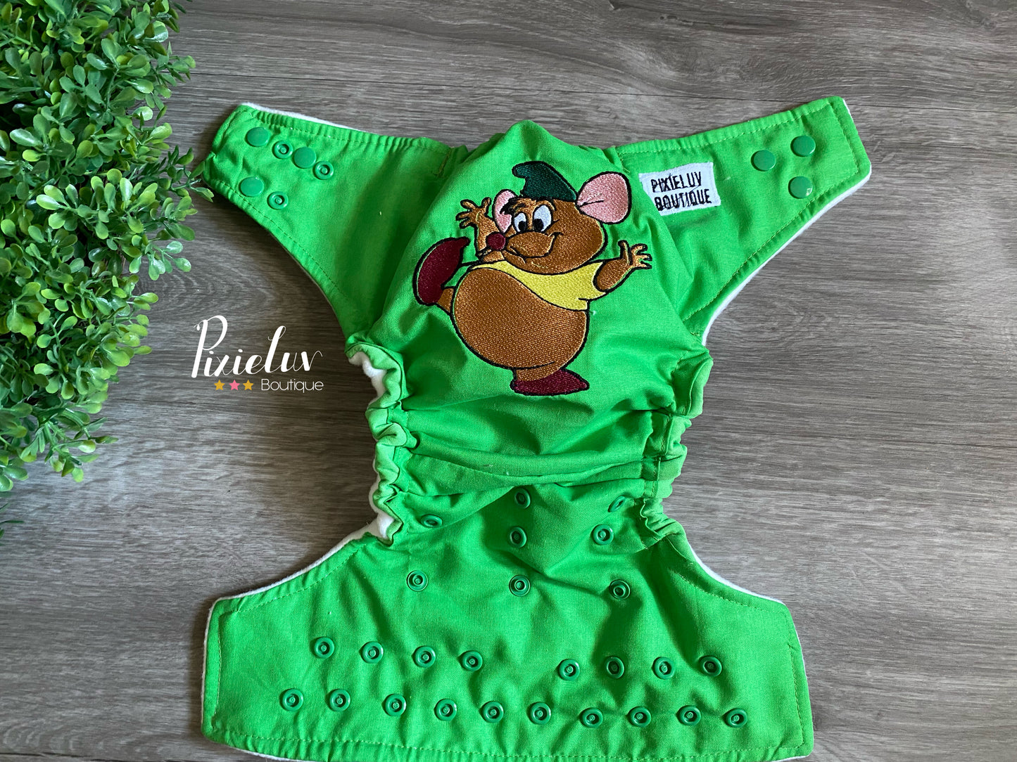 Mice Friends Gus Gus Inspired One Size Pocket Cloth Diaper, Everyday Use, Photoshoot- READY TO SHIP