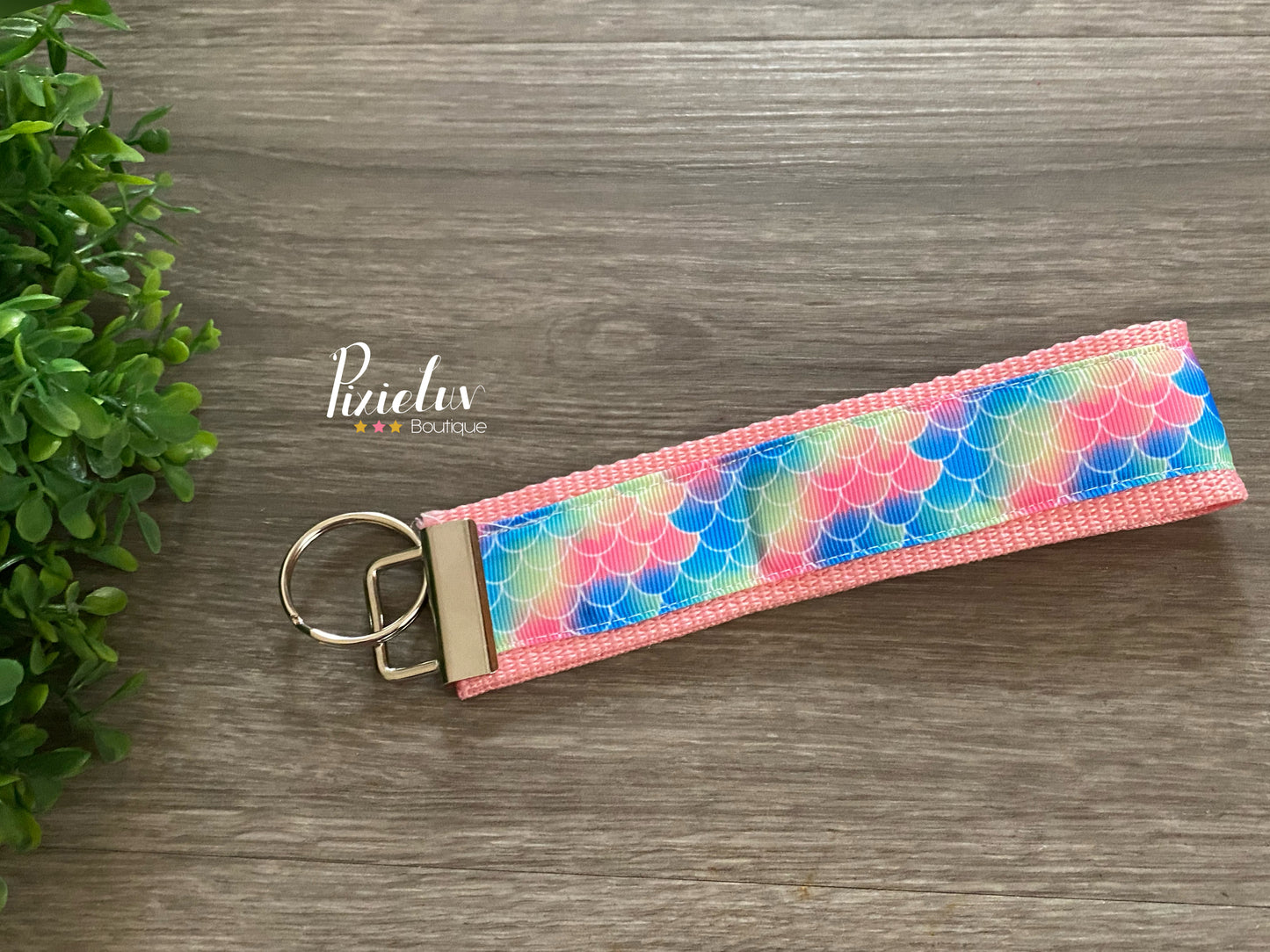 Colorful Mermaid Skin Inspired Wristlet, Key Fob, Lanyard - READY TO SHIP