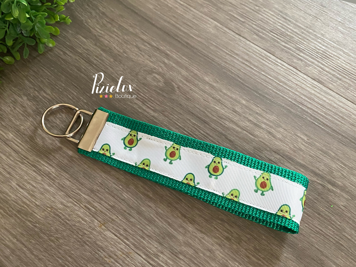 Cute Avocado, Avocado Lover Inspired Wristlet, Key Fob, Lanyard - READY TO SHIP