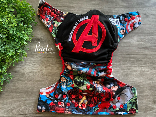 Superhero Group Avenger Inspired One Size Pocket Cloth Diaper, Everyday Use, Photoshoot- READY TO SHIP