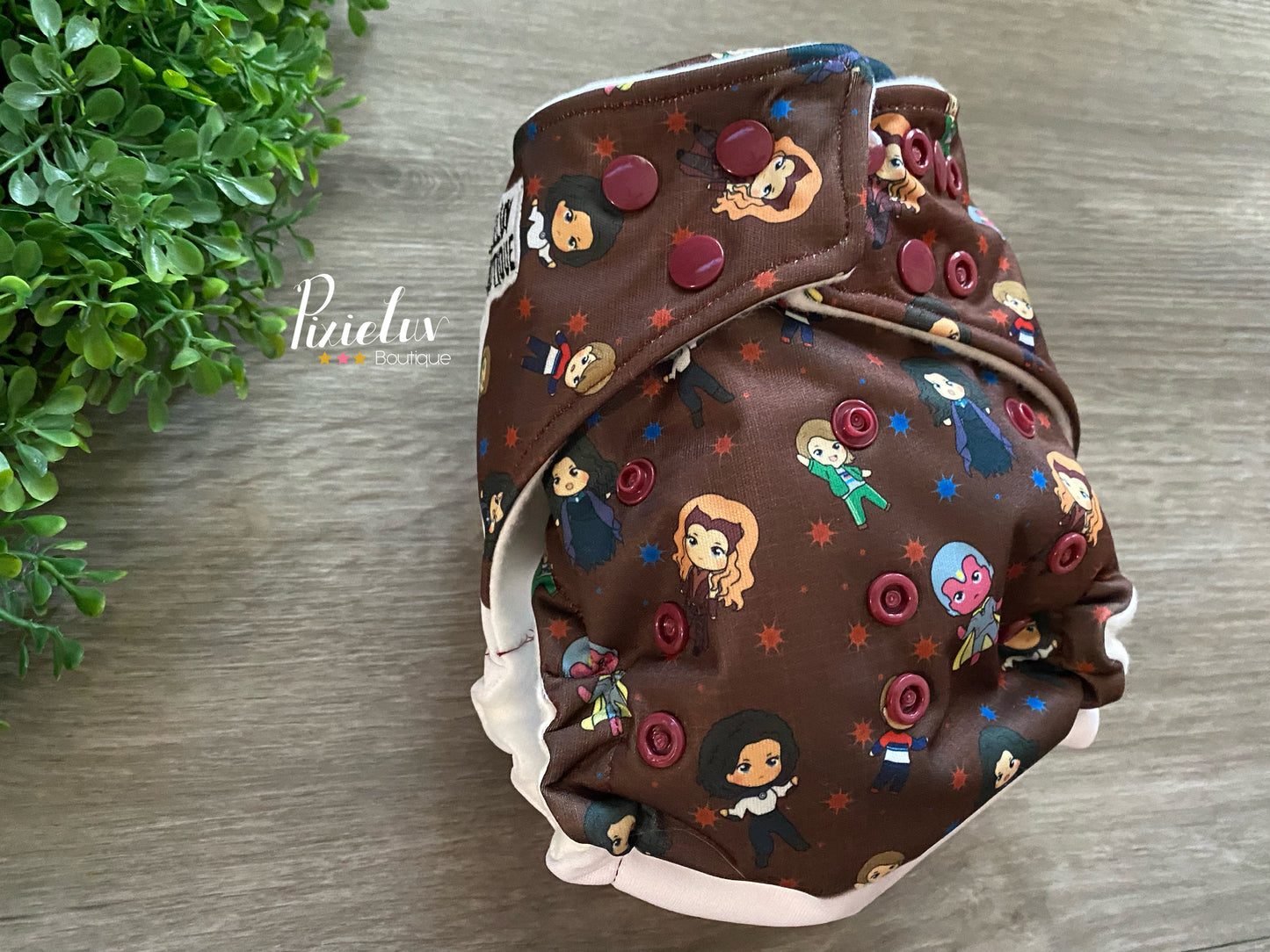 Powerful Red Witch Inspired One Size Pocket Cloth Diaper, Everyday Use, Photoshoot- READY TO SHIP