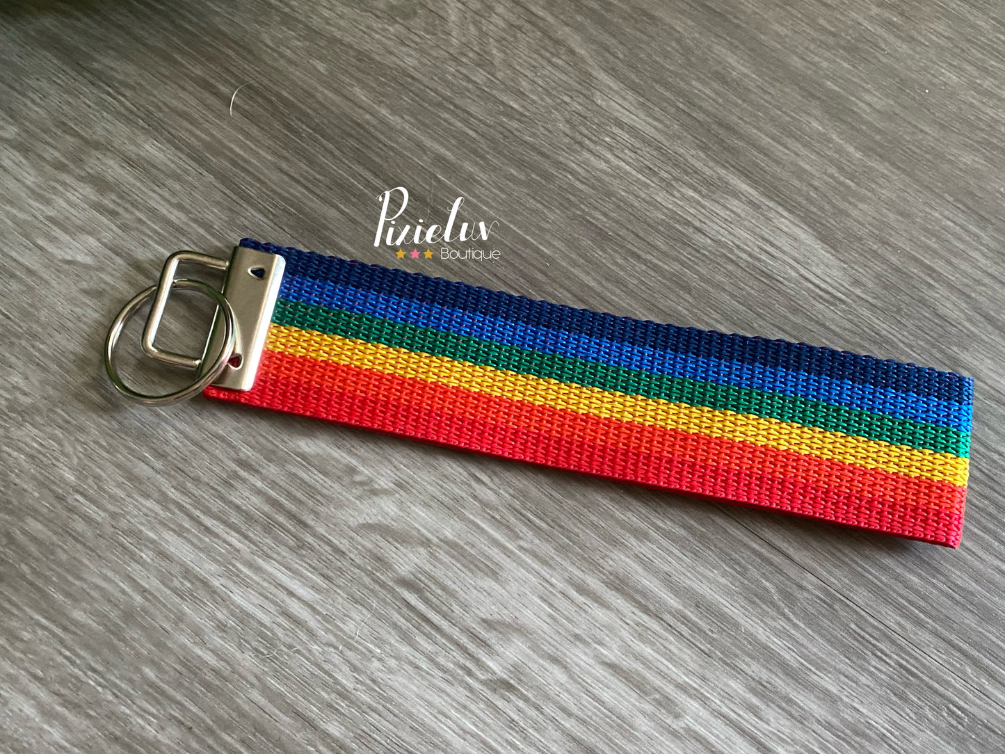 Colorful Rainbow Inspired Wristlet, Key Fob, Lanyard - READY TO SHIP