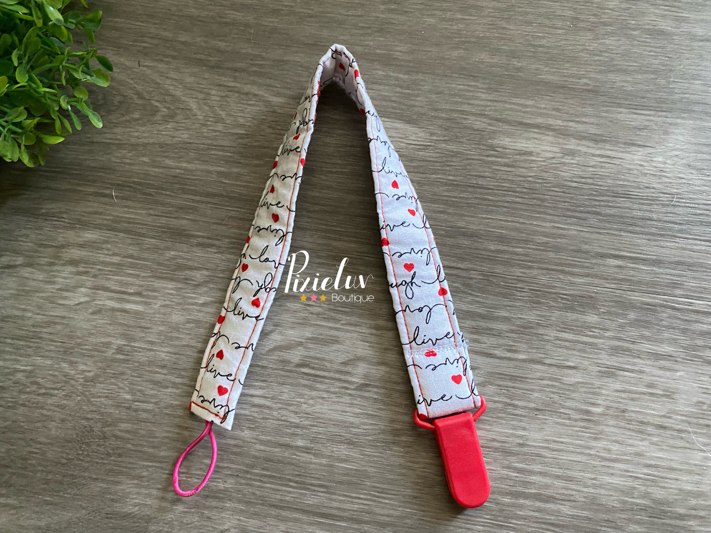 Love Hearts Inspired Pacifier Clip with Feltie, Baby Accessories, Baby Shower Gift | Soother Pacifier Plastic Clip