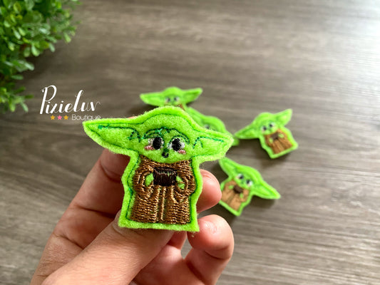 The Child Tea Drinking, Green Alien, Inspired Felties, Felt, Bow, Clip, Embellishments, Nurse/ Doctor Badge Decor- MADE TO ORDER