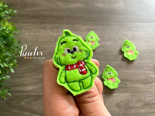 Christmas Green Character Dislike Christmas Inspired Felties, Felt, Bow, Clip, Embellishments, Nurse/ Doctor Badge Decor- MADE TO ORDER