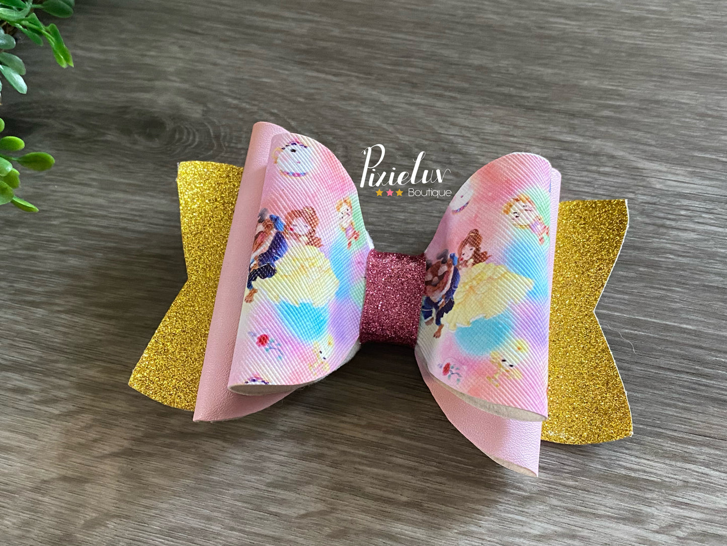 Princes Beauty aYellow Ball Dance Dress Inspired Hair Bow, Bow, Clip, Embellishments- READY TO SHIP