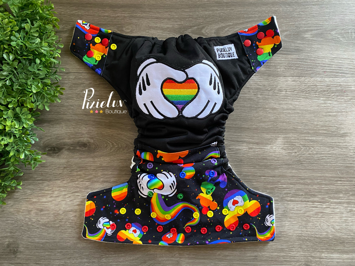 Magical Land Rainbow Hands Inspired One Size Pocket Cloth Diaper, Everyday Use, Photoshoot- READY TO SHIP